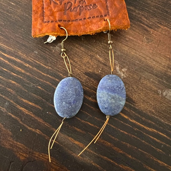 Blue Stone Earrings NEW - Picture 1 of 2